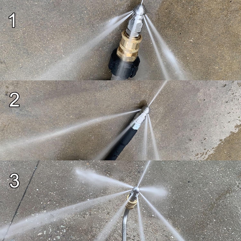 Riool Jet Nozzle RVS Hogedrukreiniger Rioolreiniging Nozzle Hoofd 1/4 "Snelkoppeling, 5000 PSI Afvoer Jet Slang Nozzle