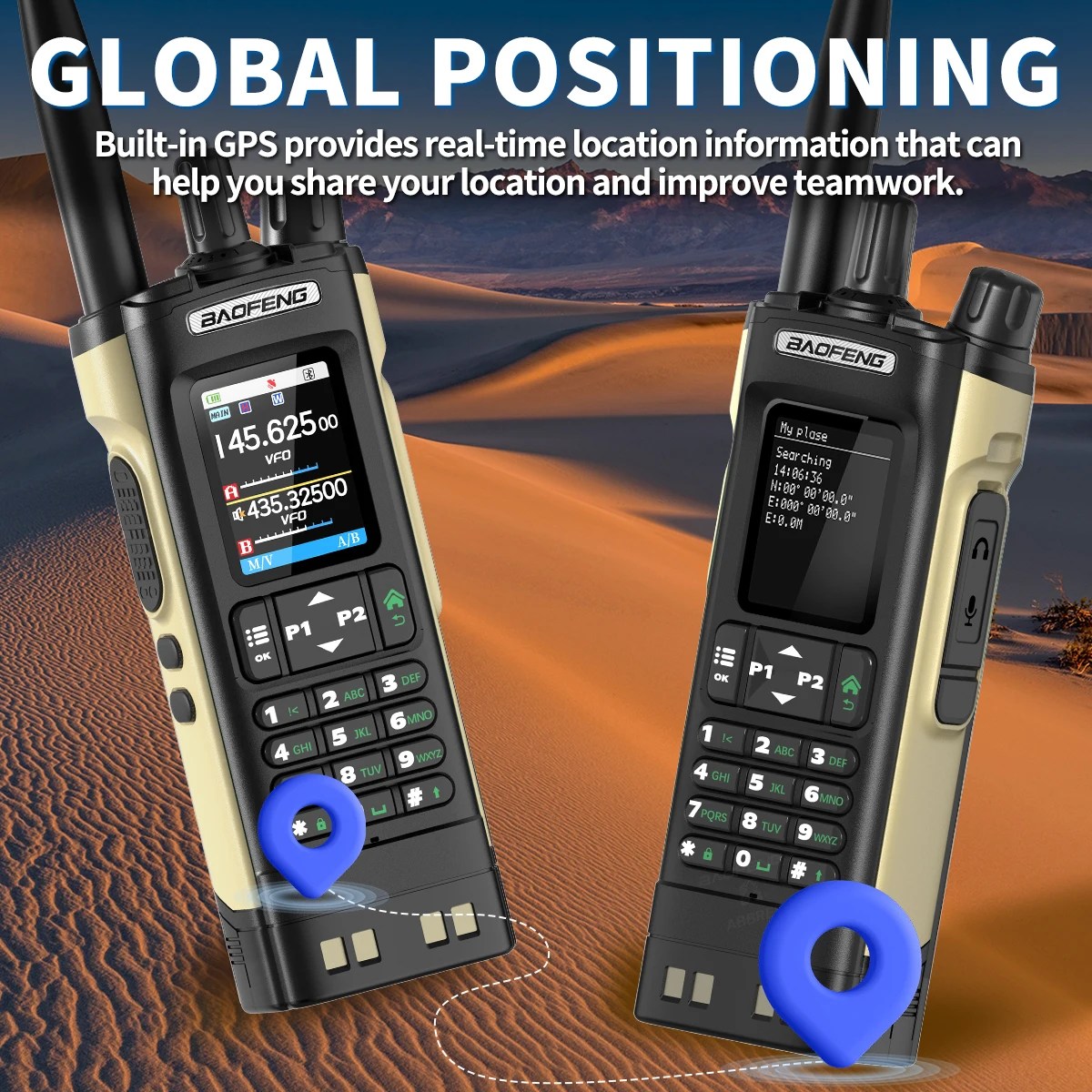 Baofeng UV-32 Walkie Talkie GPS 10 W High Tri Power Bluetooth Drahtlose Programmierung UHF VHF Scrambler Typ C Ladung Zwei-wege Radio