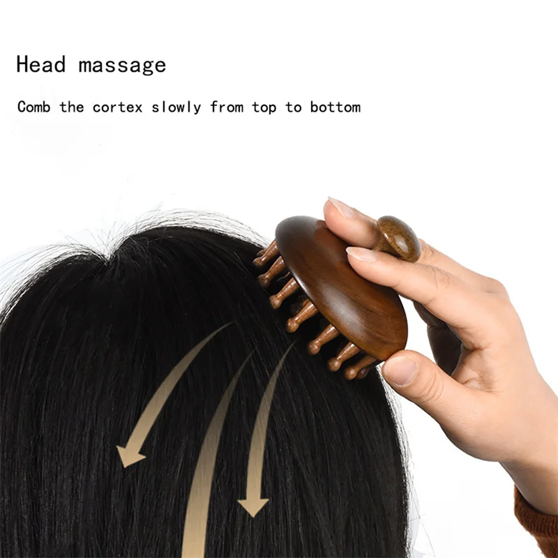 Sandalwood Disc Wooden Massage Scalp Wide Tooth Scalp Comb Round Tip Scalp Tool Wet Dry Hair Massage Comb