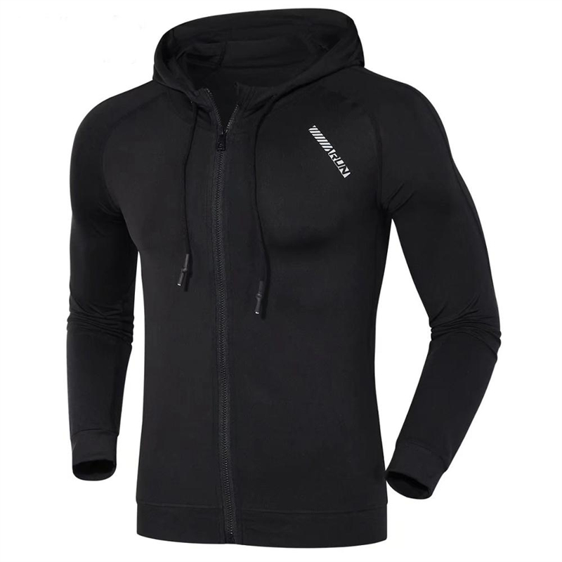 Sudaderas con capucha elásticas de compresión para hombre, abrigos deportivos para correr, Fitness, ropa deportiva de entrenamiento de gimnasia con cremallera, sudaderas de culturismo