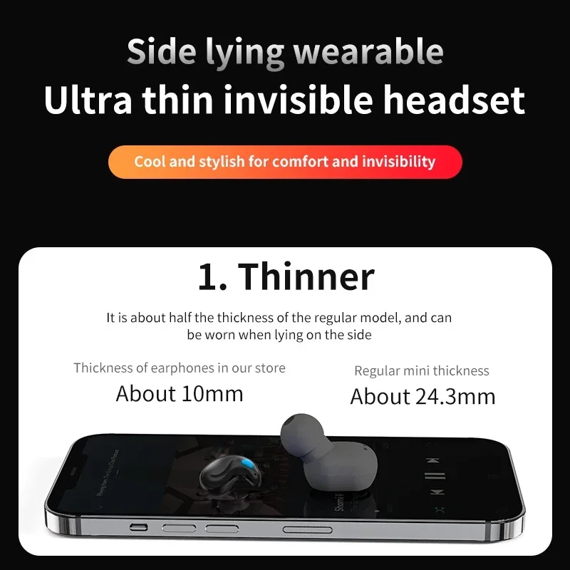 Nouveau sommeil Invisible sans fil écouteurs IPX5 étanche casque Mini Sport jeu Bluetooth stéréo HIFI musique casque écouteurs