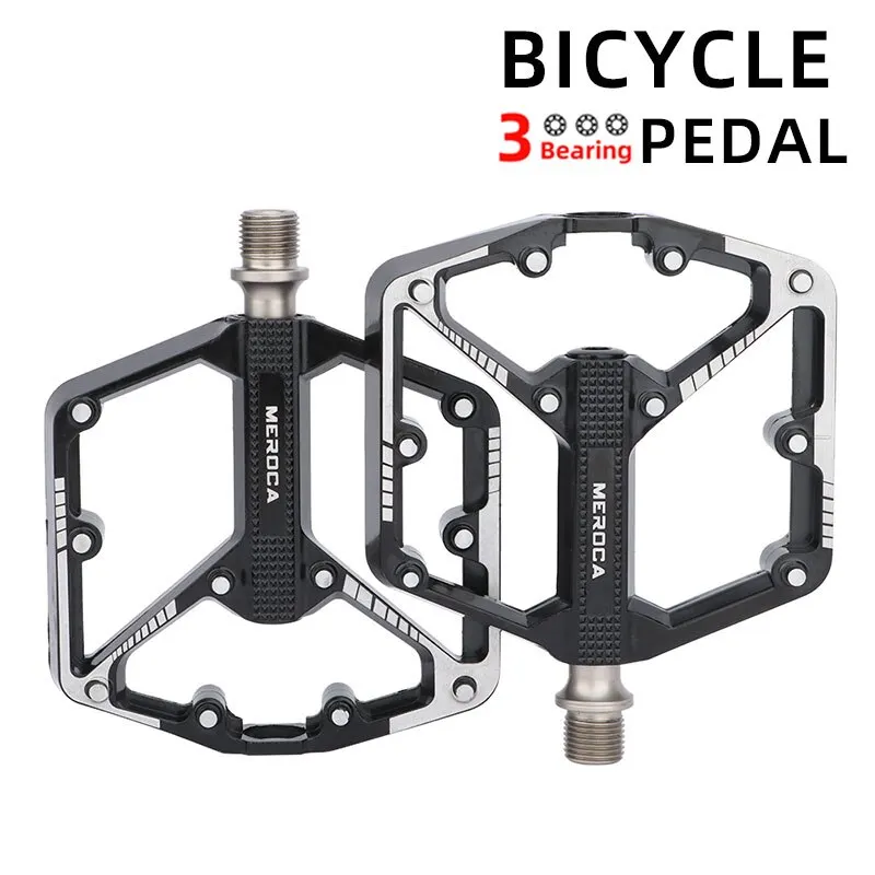Pedais de bicicleta de liga de alumínio antiderrapante, 3 rolamentos selados, pedais alargados de mountain bike, acessórios MTB
