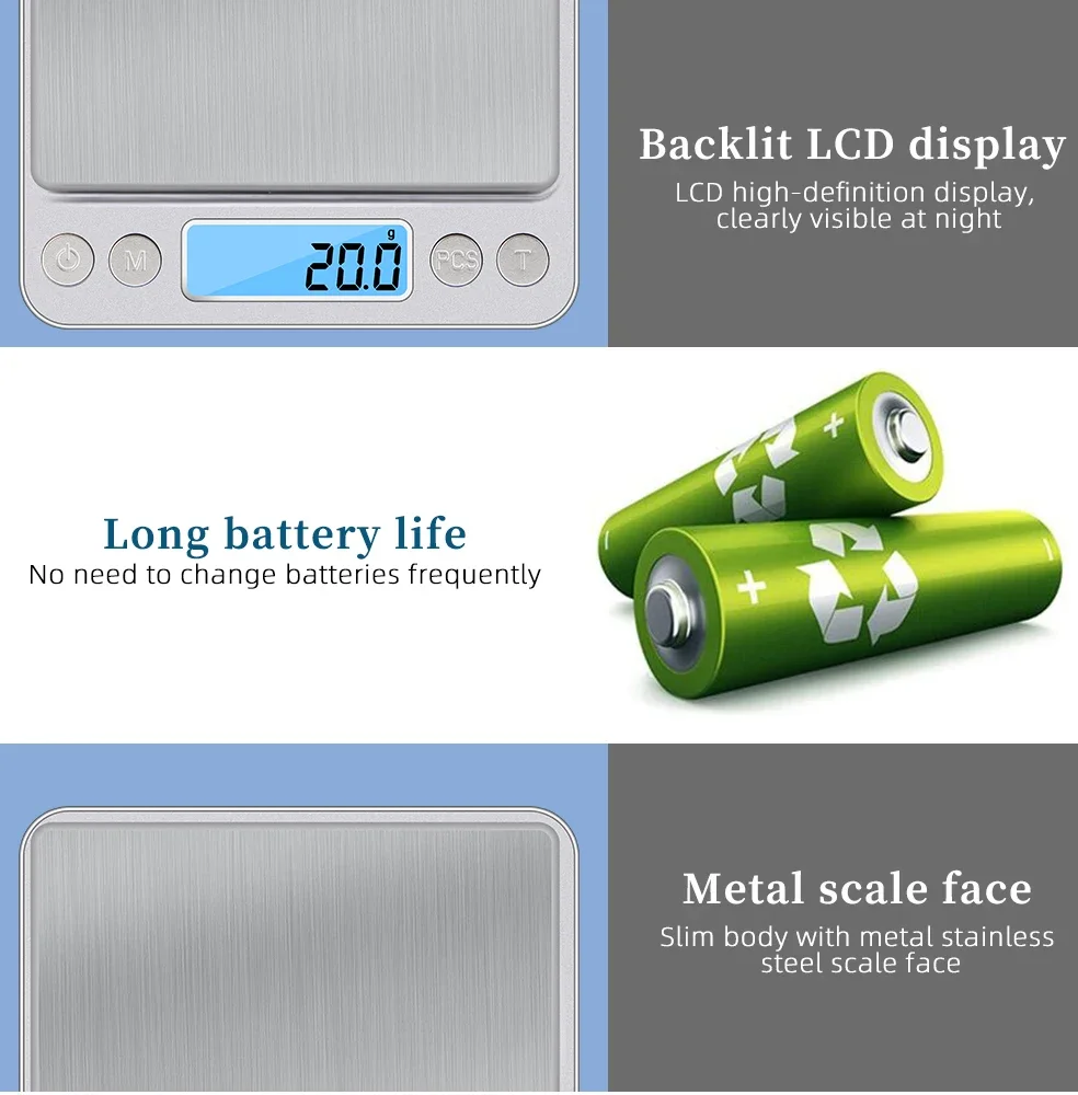Bilancia digitale per gioielli di precisione con mini bilancia elettronica tascabile portatile LCD retroilluminato per pesatura di caffè/tè/medicina/oro
