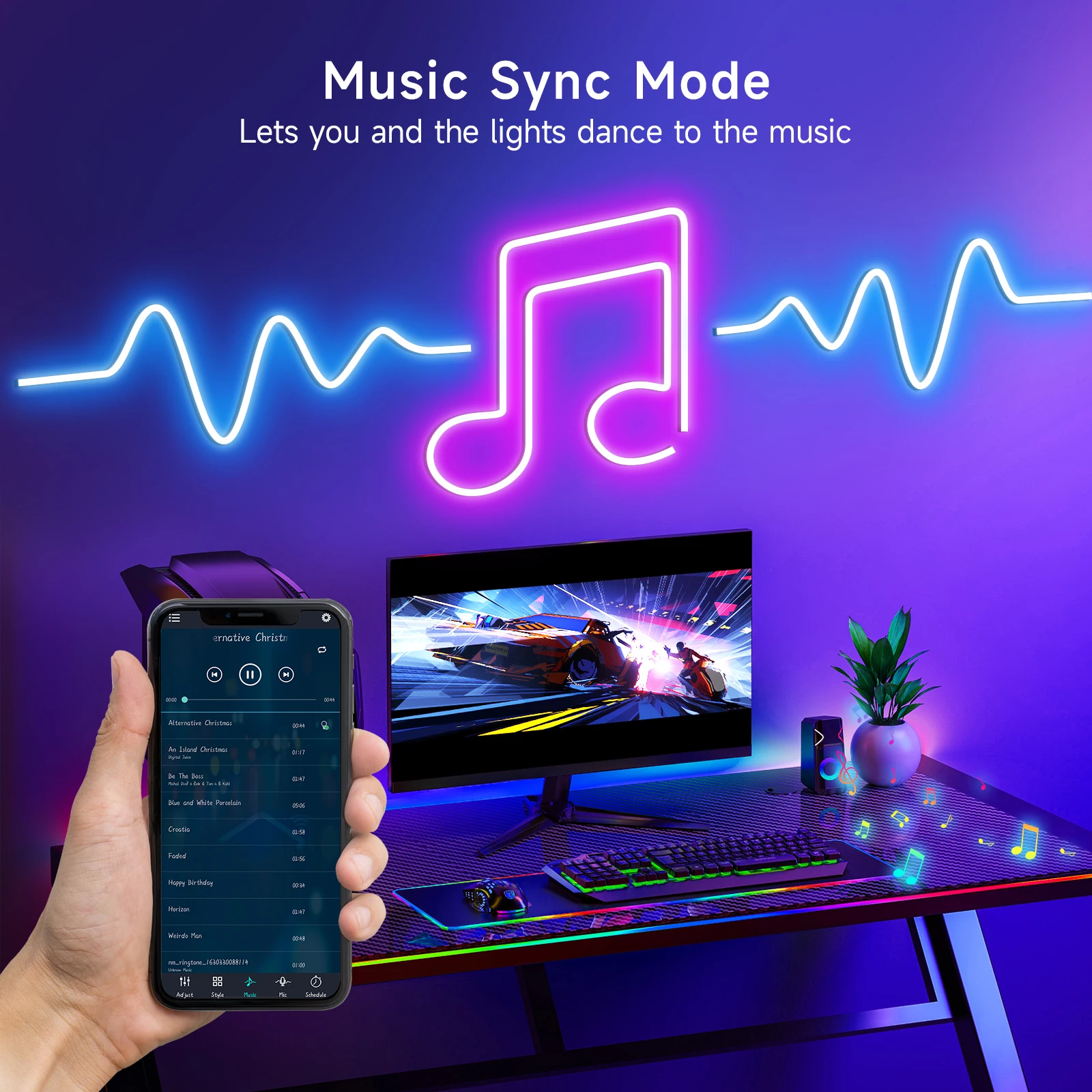 ネオン LED ストリップライト 12-24V 84LEDs/M シリコーンネオンロープライト Bluetooth 音楽同期 RGB IP67 防水ライトストリップ 5-10M