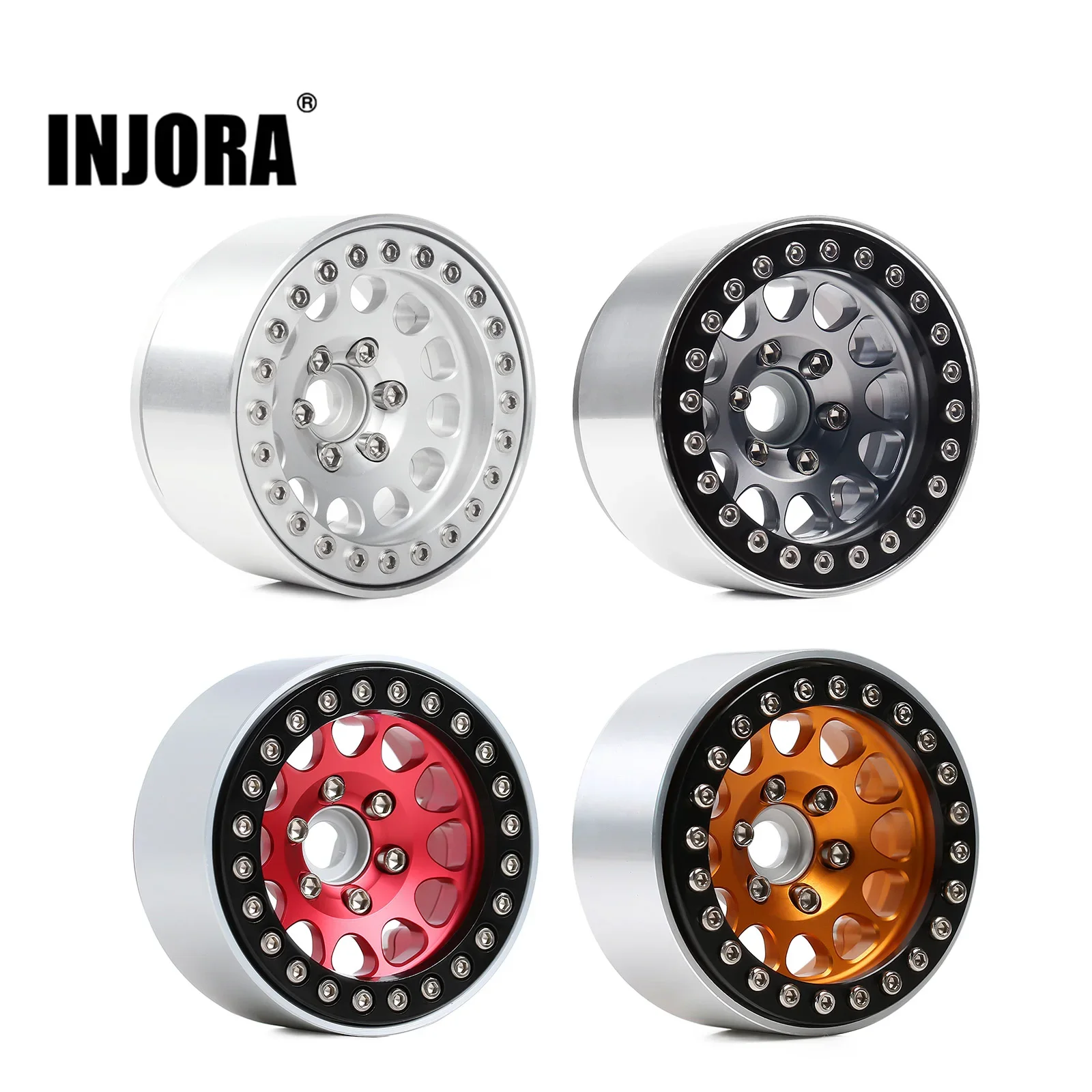 INJORA 4Pcs CNC Nhôm Hợp Kim 1.9 Beadlock Vành Bánh Xe Cho 1/10 RC Crawler Xe Trục SCX10 90046 AXI03007 TRX4 VS4-10 Redcat Gen8