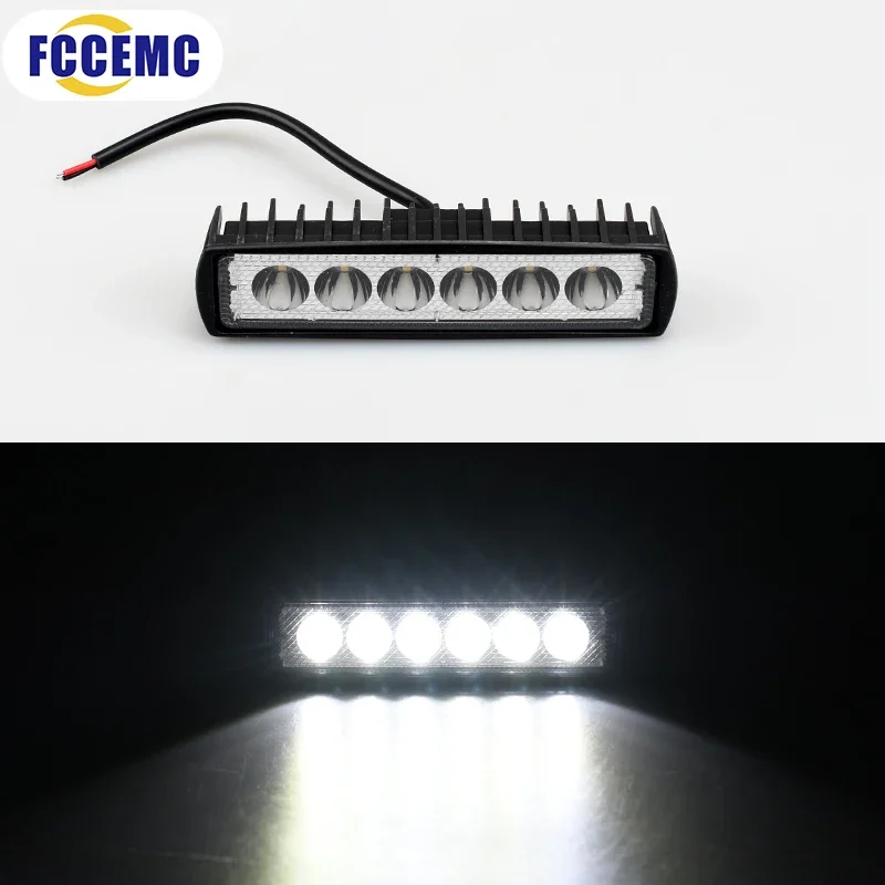 18w 6 LED motocyklowe światło robocze o wysokiej jasności reflektory Offroad samochód ciężarówka jazda reflektory przeciwmgielne DRL lampa do jazdy 12V