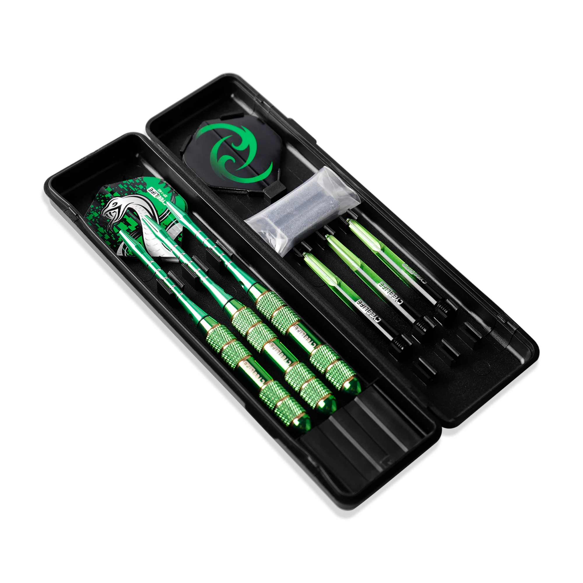 CyeeLife 24g Professionelles Dart-Set, 3-teilig, Stahlspitze, Darts, Flights, Anti-Fall, Hart-Dart, reines Kupfer, Dart fliegen, für Dartscheibe, grün