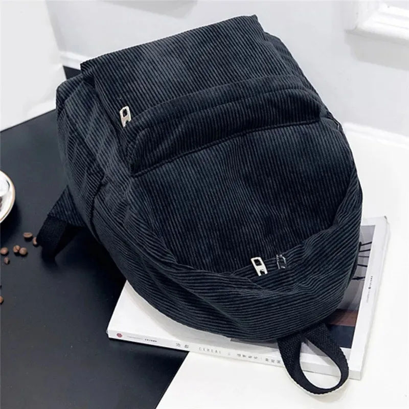 ใหม่ Corduroy ผู้ชายและผู้หญิงกระเป๋าเป้สะพายหลังสไตล์วิทยาลัยอเนกประสงค์และขนาดใหญ่กลางแจ้งอินเทรนด์กระเป๋านักเรียนนักเรียน