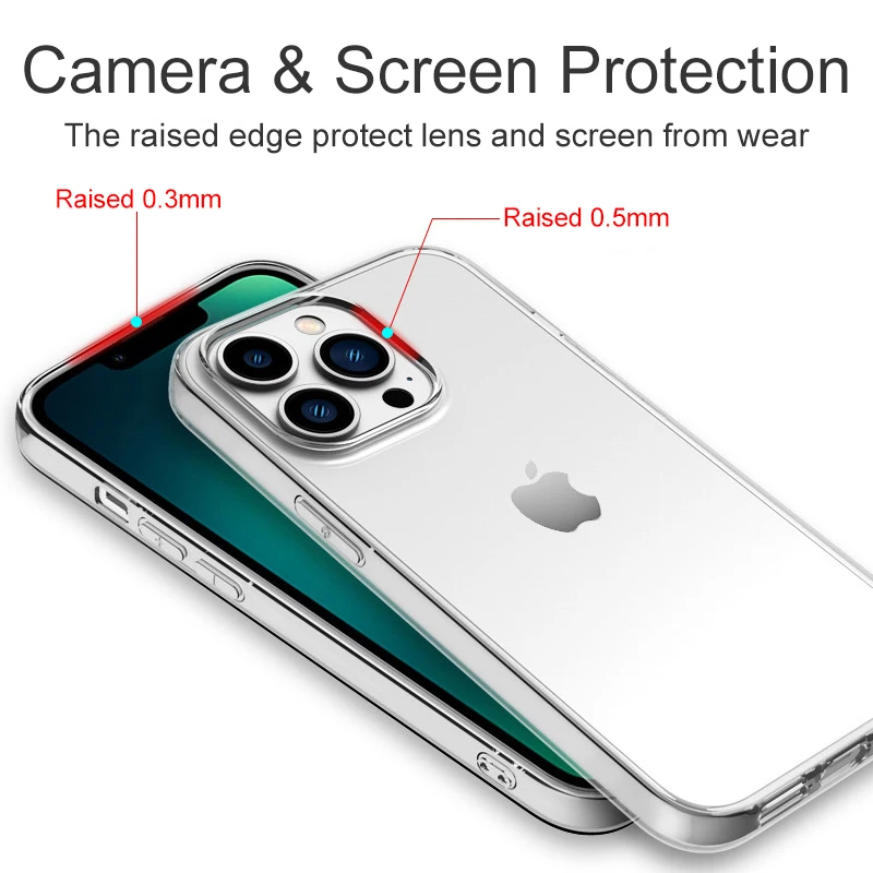 Custodia in silicone trasparente ultra sottile per iPhone 15 14 13 12 11 Pro Xs Max Mini XR X 7 8 6s Plus 6 SE 2020 2022 2016 5 5S Cover posteriore
