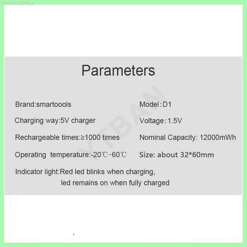 1.5V LR20 12000mWh D Size  Rechargeable Lithium Battery with Type-C charging cable, For Flashlight,Gas stoves and Water Heaters