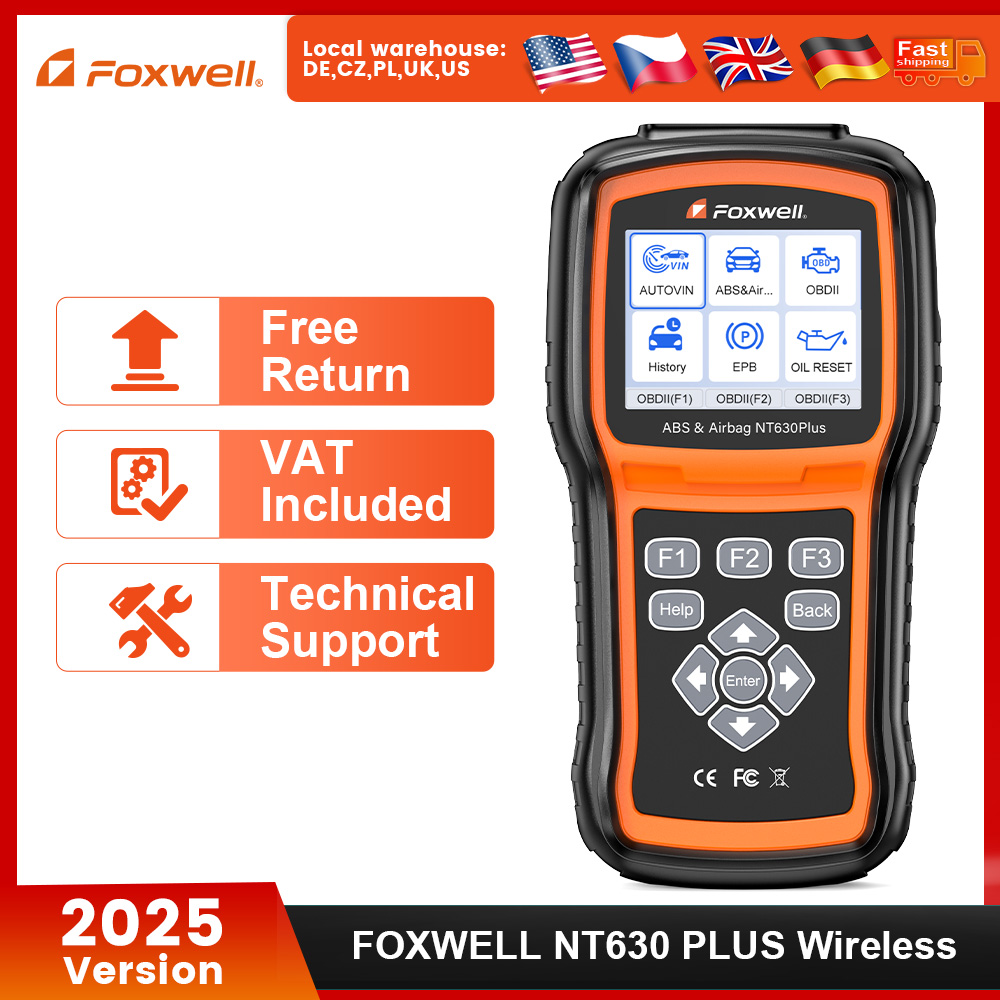 FOXWELL NT630 Plus OBD2-scanner ABS SRS-codelezer Automotive OBD II Airbag-diagnostische ABS-rem Bloeden Diagnostische scantool