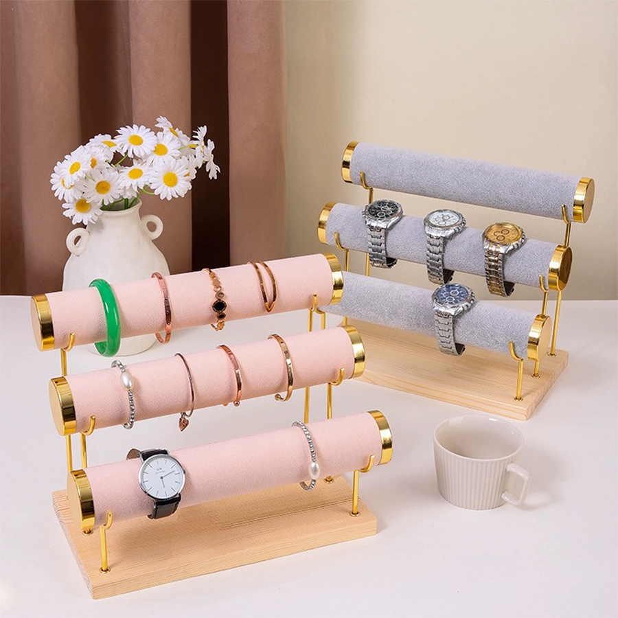 Soporte de pulsera dorado de tres capas, se puede utilizar, pulseras, pulseras y otros suministros de joyería para almacenamiento y arreglo.