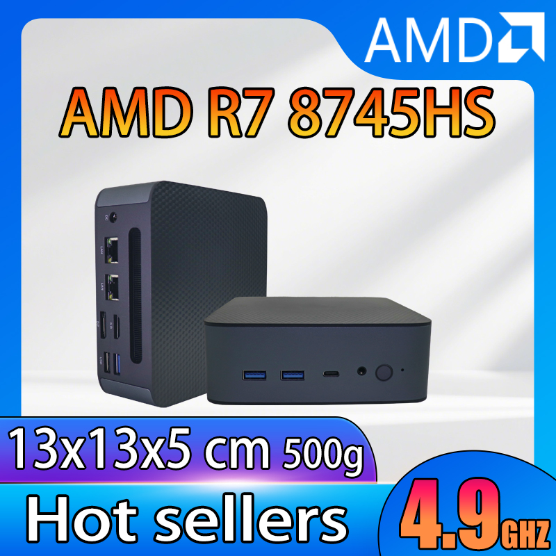 Игровой ПК MINI PC Windows 11 Pro AMD Ryzen7 8745HS Мини-компьютер 32 ГБ/64 ГБ ОЗУ DDR5 512 ГБ/1 ТБ PCIE M.2 SSD WiFi6 BT5.2 Барбоны