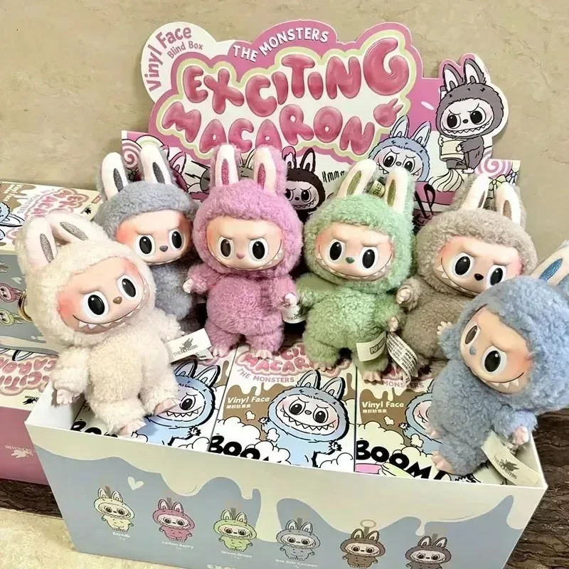 Labubu モンスターブラインドボックスホットトイハートビートマカロンエナメルフェイスフィギュア人形かわいい飾りキーホルダーギフト子供のための