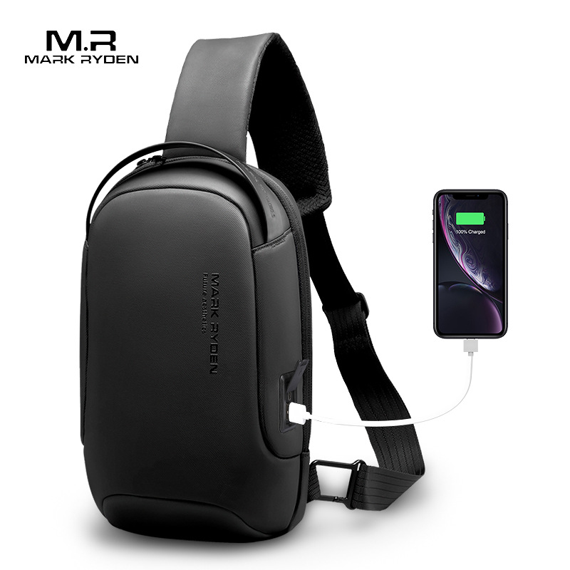 Mark ryden anti-roubo masculino crossbody saco de carregamento usb bolsa de ombro resistente à água mensageiro estilingue viagem curta saco de peito masculino