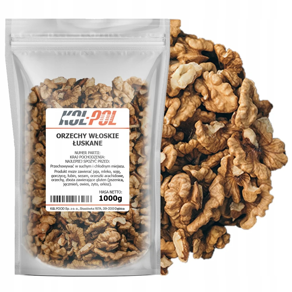 ORZECHY WŁOSKIE 1kg Łuskane orzech włoski naturalne świeże jakość Kol-Pol