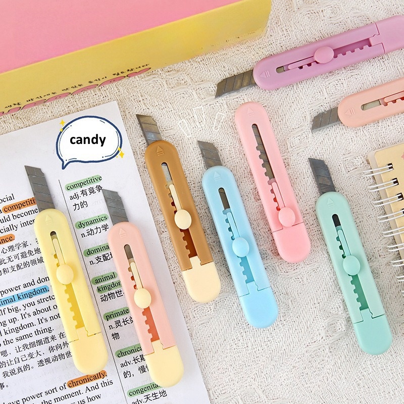 Kawaii Mini Tasche Candy Farbe Kunst Utility Messer Express Box Messer Papier Cutter Handwerk Werkzeug Büro Schule Schreibwaren