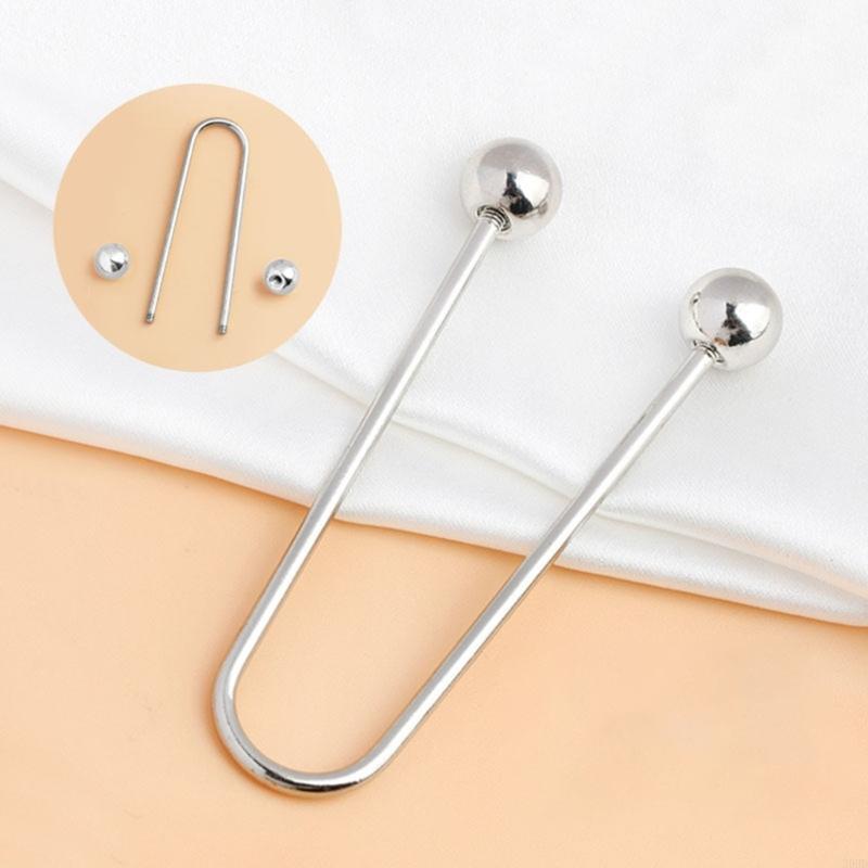 39BD 2PCS多目的メタルスパイラルバックルダブルヘッドブローチ衣服固定のためのブローチ