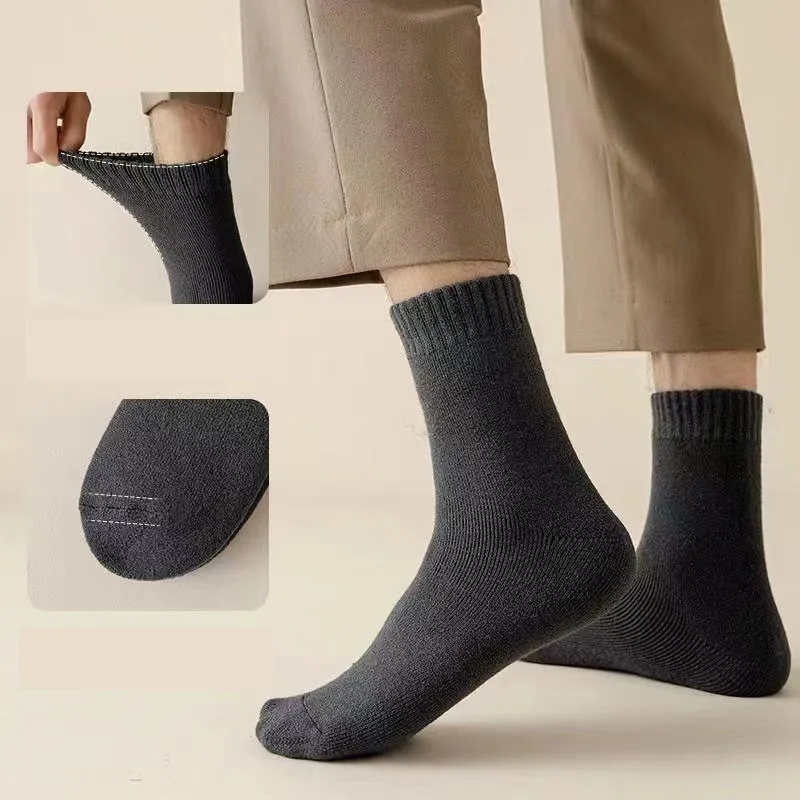10 par/lote calcetines de algodón para hombre, calcetines de algodón de alta calidad, cálidos, gruesos, cómodos, suaves, de Color sólido, calcetines gruesos de negocios para hombre