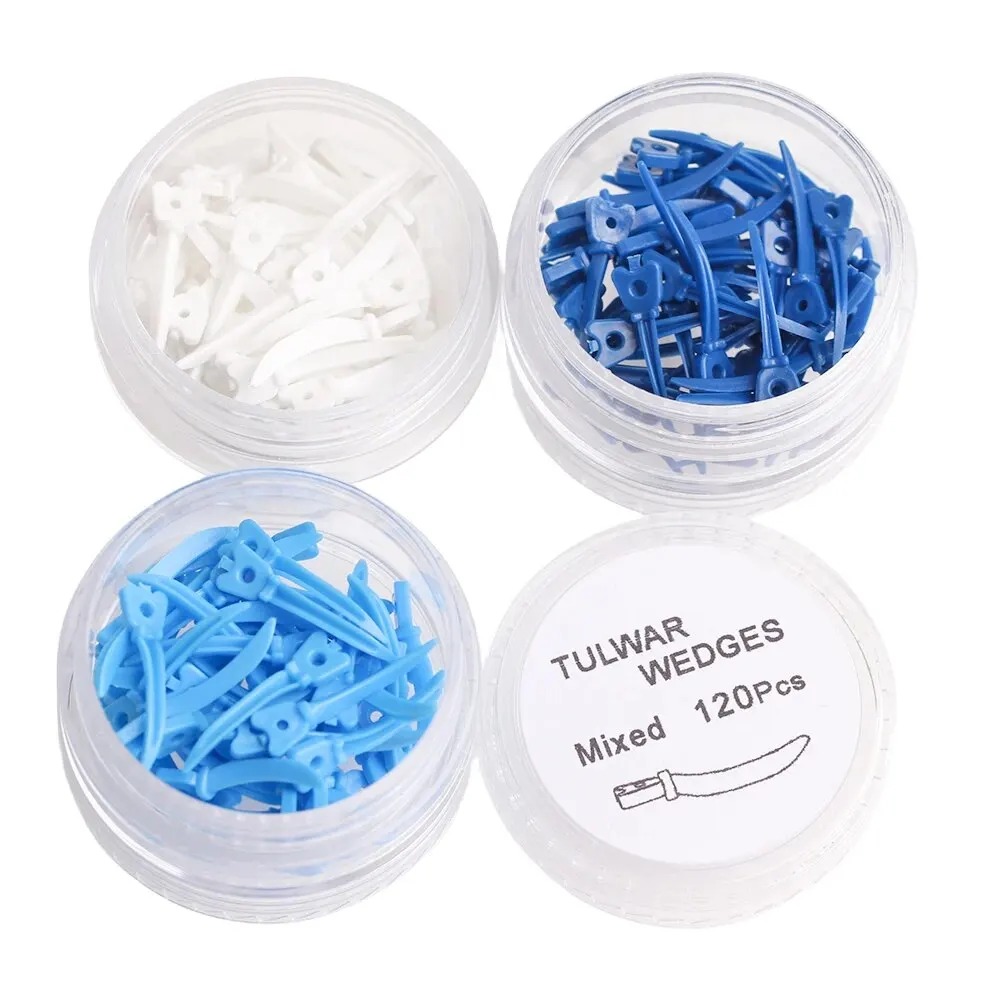 Dental Labor Tulwar Wedges Einweg-Schnittmatriziensystem Kunststoff Nachfüllzahnspaltkeil mit Loch Zahnmedizinmaterial