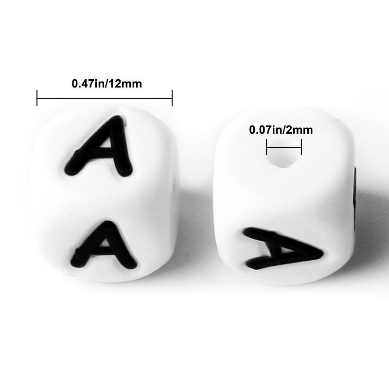 10Pcs 12mm Letters Silicone Beads English Alphabet Beads for Jewelry Making DIY Bracelet Personalized Name Chain Gift BPA Free