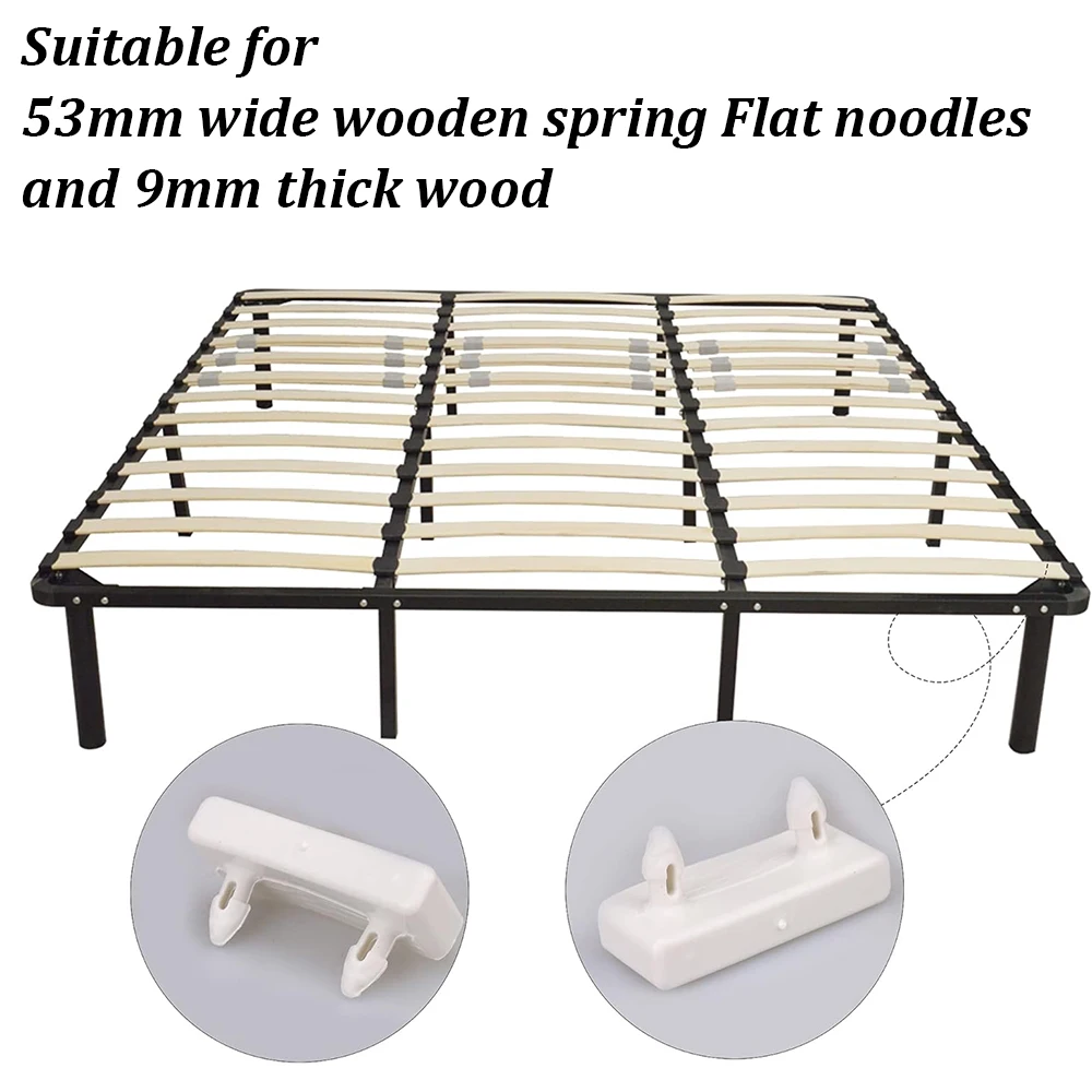 10PCS White Plastic Bed Slat Cover Replacement Center/End Caps for Holding Securing Furniture Frame 53mm×9mm  (Inside Dimension)