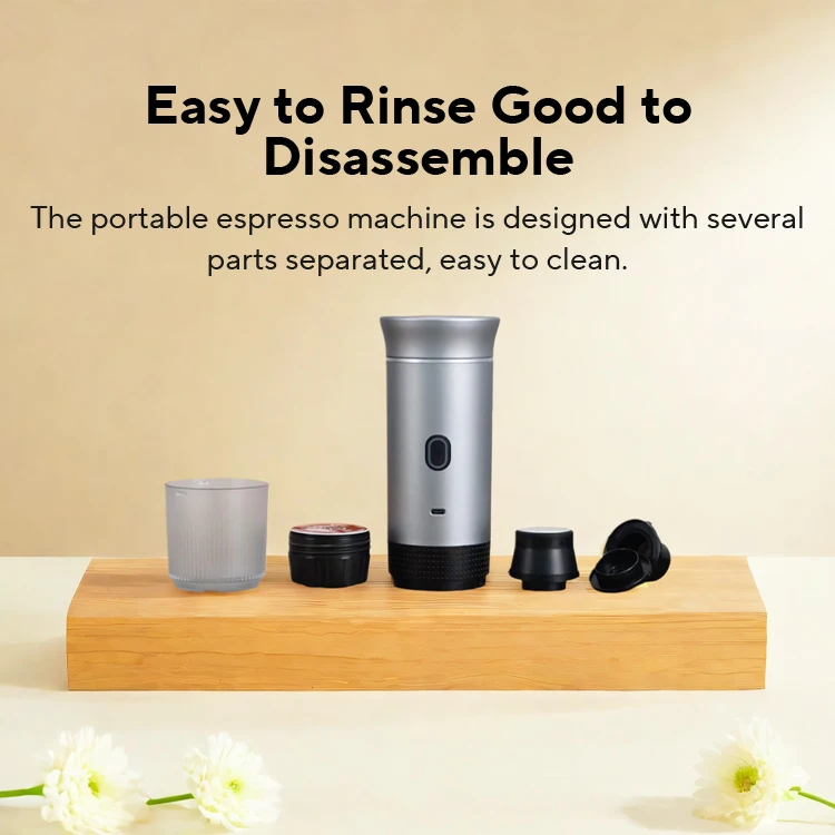 Cafetera Espresso portátil eléctrica inalámbrica para coche y hogar, cafetera para acampar, cafetera de viaje en polvo con cápsula 3 en 1