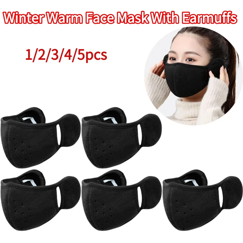 2 em 1 inverno quente máscara facial earmuffs unisex coldproof rosto cobrindo ao ar livre ciclismo caminhadas esqui orelha mais quente máscara facial 1-5pcs