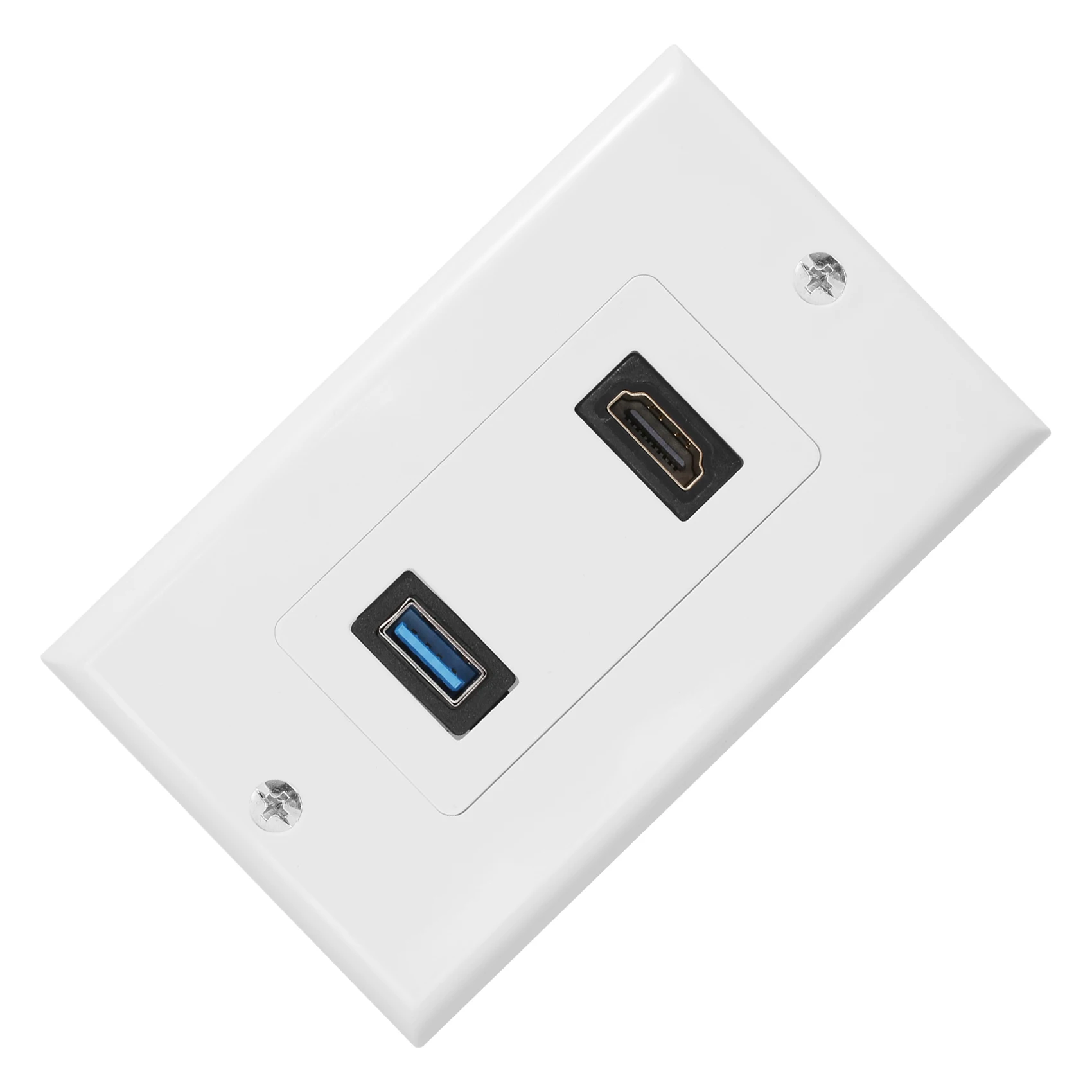 1x2Port HDMI USB 3,0 weibliche Wand Frontplatte Panel Steckdose Extender weiß