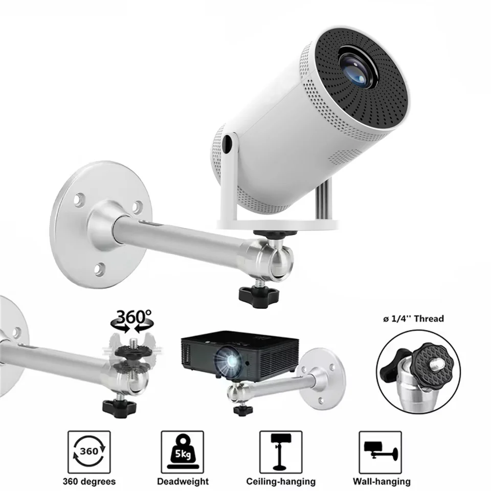 360 °   Staffa girevole per montaggio a parete a soffitto in alluminio per supporto per proiettore portatile HY300 HY320 ​