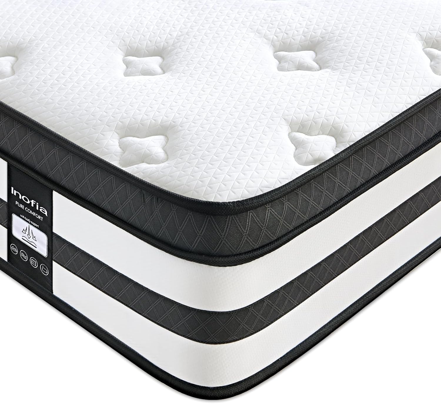 Sleep Double Mattress Memory Foam 4FT6,11 Inch Hybrid Sprung Mattress with Fire Resistant, Responsive Zoned Support & Mot