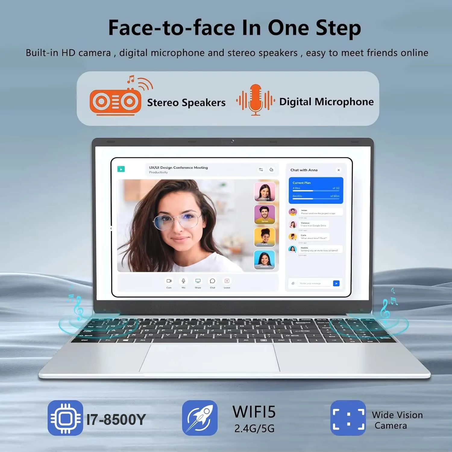 15.6" Computer Laptop intel Core i7-8500Y 16GB RAM 1TB SSD Windows 11 Fingerprint Office Laptops Notebook Computer Portable PC