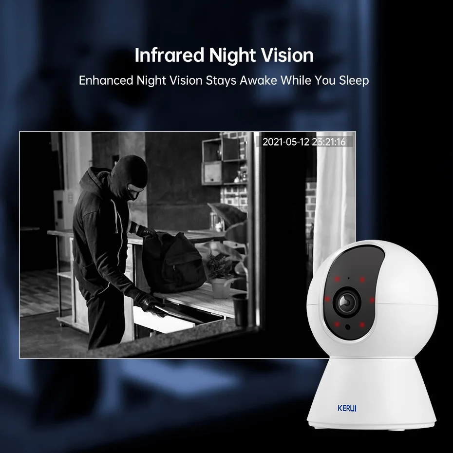 KERUI Mini Indoor Wireless 5MP Tuya Smart WiFi IP Camera Home Security CCTV Telecamera di sorveglianza con tracciamento automatico Onvif