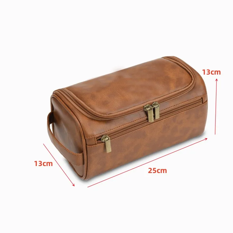 Men's Vintage Toiletry Bag - Luxury Travel Cosmetic Case Hanging Wash Bag for Business Trips Male Makeup Organizer Storage Pouch