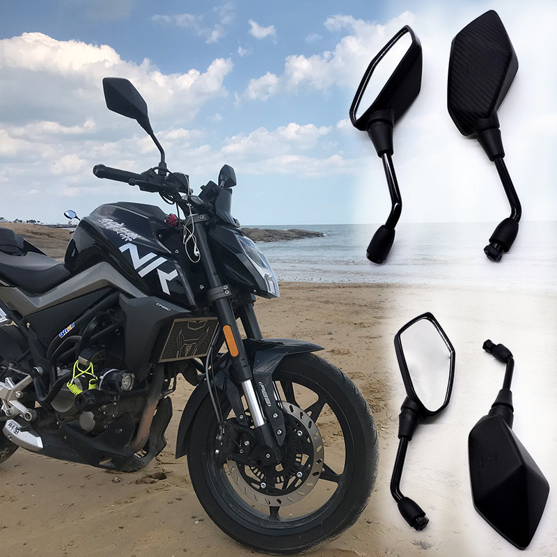 1 Pair Motorcycle Mirror Scooter E-Bike Rearview Mirrors Electrombile Back Side Convex Mirror 8mm 10mm imitation Carbon Fiber