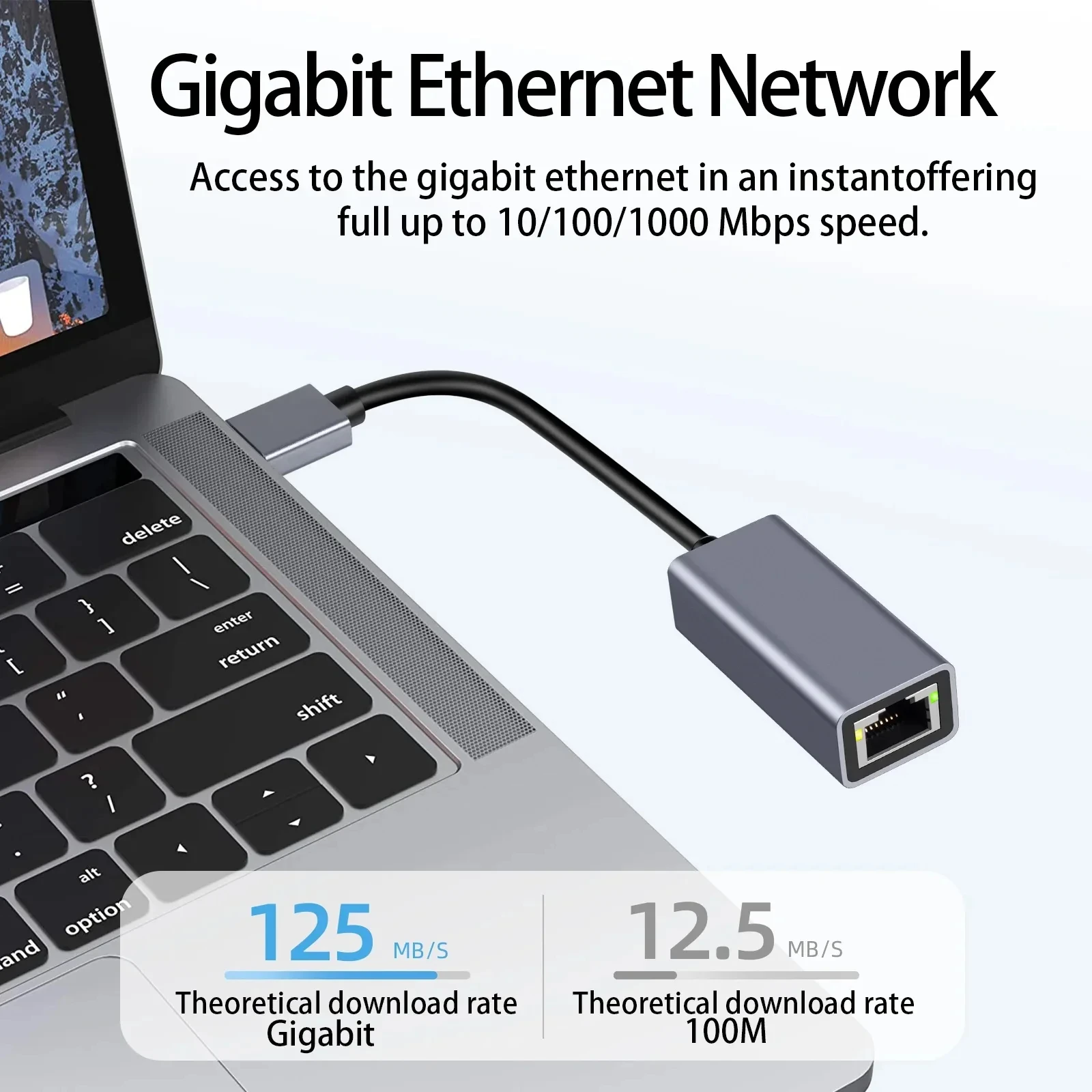 Tarjeta de red USB 3,0 a Ethernet, adaptador Gigabit tipo C de aluminio para ordenador portátil MacBook Pro, adaptador USB C Lan RJ45 de 1000/100Mbps