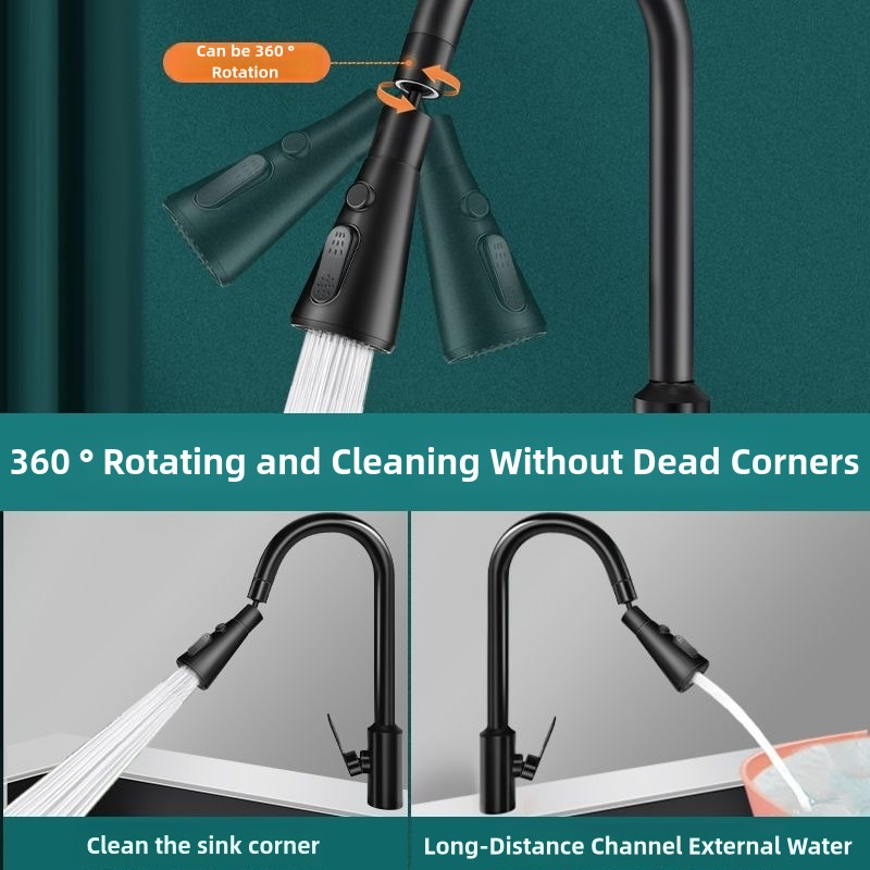 Pulverizador de grifo extraíble 3 en 1, cocina a prueba de fugas, grifo de fregadero Ajustable de 360 grados, cabezal de pulverización de repuesto para lavabo de baño de alta calidad