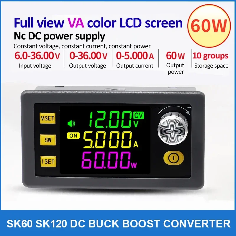 ตัวแปลงไฟแบบ Buck Boost รุ่น SK60 SK120 แบบปรับค่าได้ด้วยระบบ CNC สำหรับห้องปฏิบัติการ แหล่งจ่ายไฟแบบควบคุมแรงดันและกระแสคงที่ โมดูลชาร์จพลังงานแสงอาทิตย์