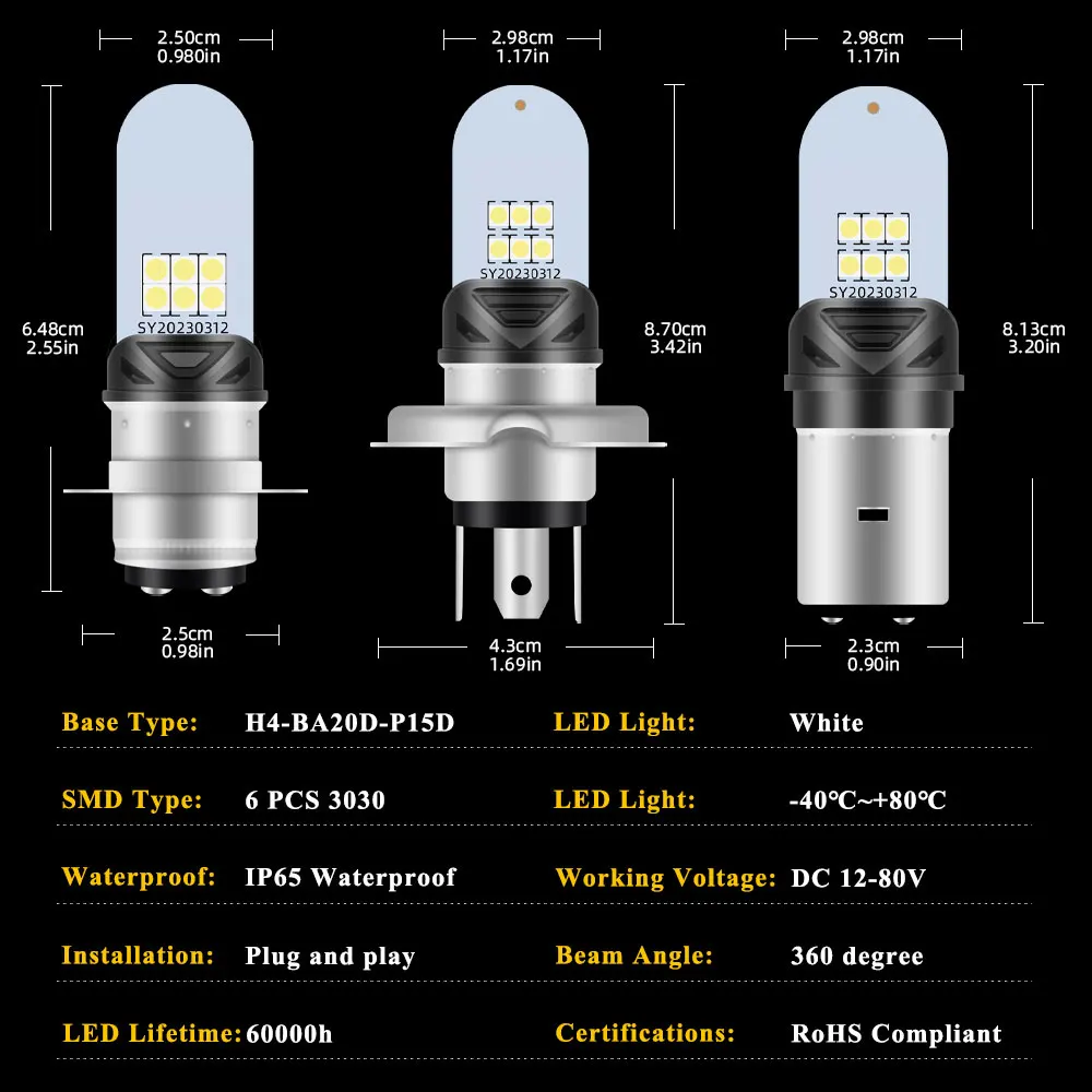 1 個 H4 Led BA20d H6 P15D LED ヘッドライトオートバイ電球ヘッドライトフォグランプハイロービームデイタイムランニングライトモトヘッドランプ