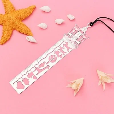 1/4Pcs Multifunctional Creative Retro Hollow Metal Ruler Drawing Bookmarks School Line Template Patchwork Spirograph