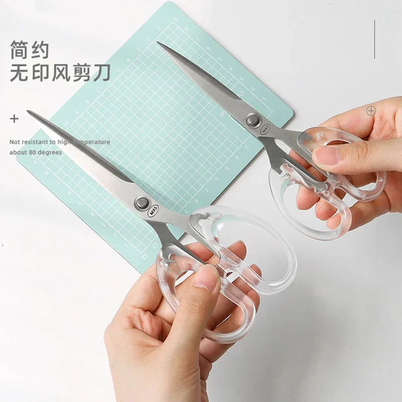 Simplicity Transparent Handle Stationery Scissors Home Furnishing for Fine Art Soft Decor Journal Cutting Tools Office Supplies