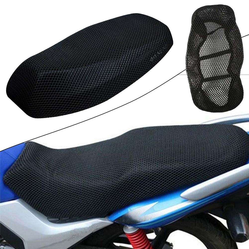 通気性 3D メッシュオートバイシートカバーパッド原付バイクスクーター黒シートカバークッション滑り止めカバーグリッドシートカバー