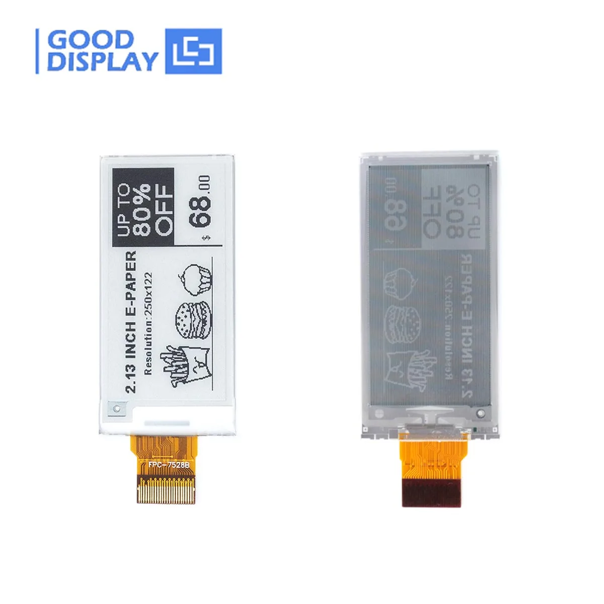 2.13 Inch Dot Matrix E Inkt Display Gedeeltelijke Vernieuwing 0.42S Spi Hdmi 250X122 Epd Scherm, Gdeq0213b74