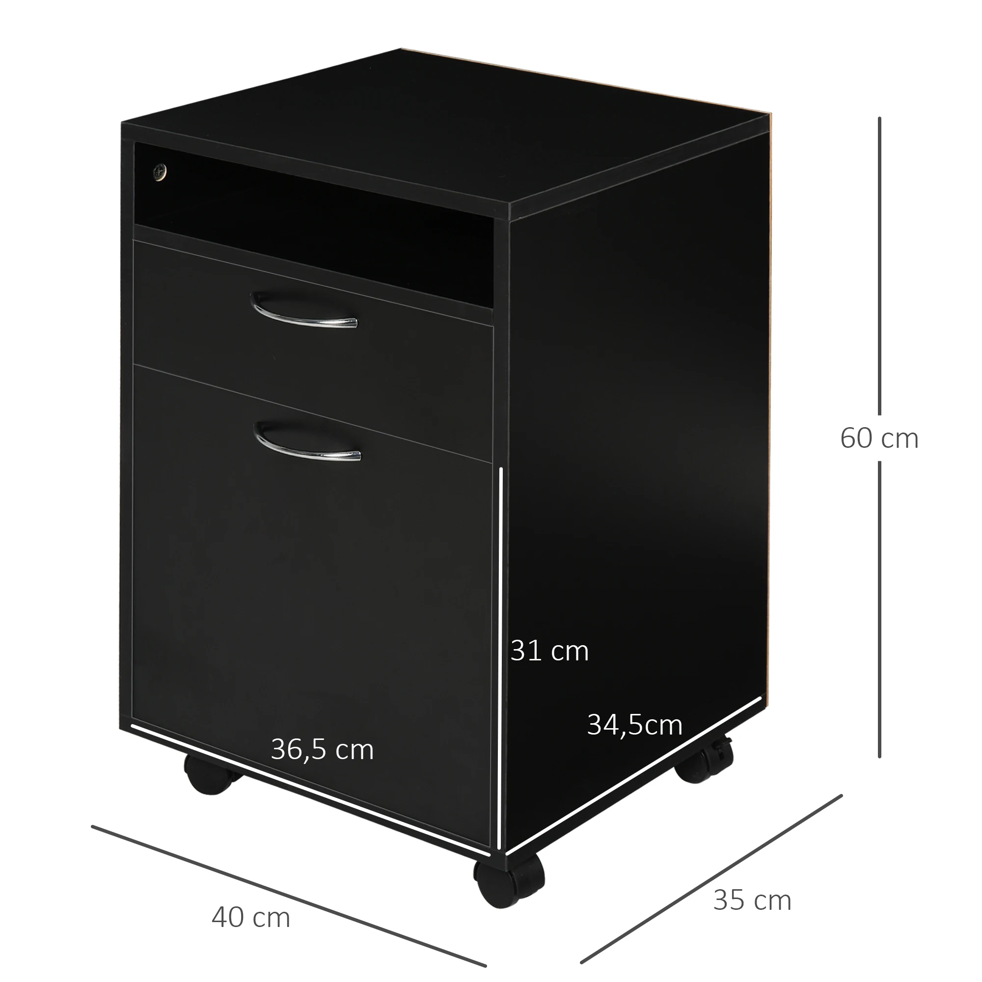 Cassettiera da ufficio mobile HOMCOM 40x35x60 cm