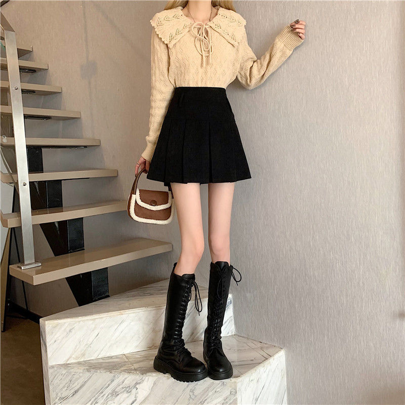 Plissee Röcke Frauen Hohe Taille Cord Dünne Süße Retro Ins Mini Kawaii Japanischen Stil Schülerin Frühling Sommer Mode Faldas