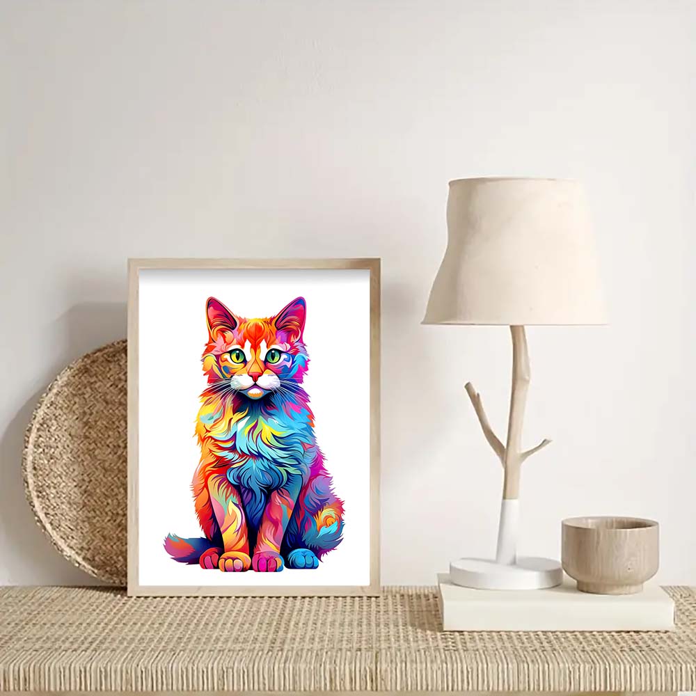 Holzpuzzle Farbe Katze Geschenkbox Schönes Geschenk Unregelmäßige Form Puzzle Weihnachtsgeschenk Stressreduzierung für Erwachsene Familieninteraktion