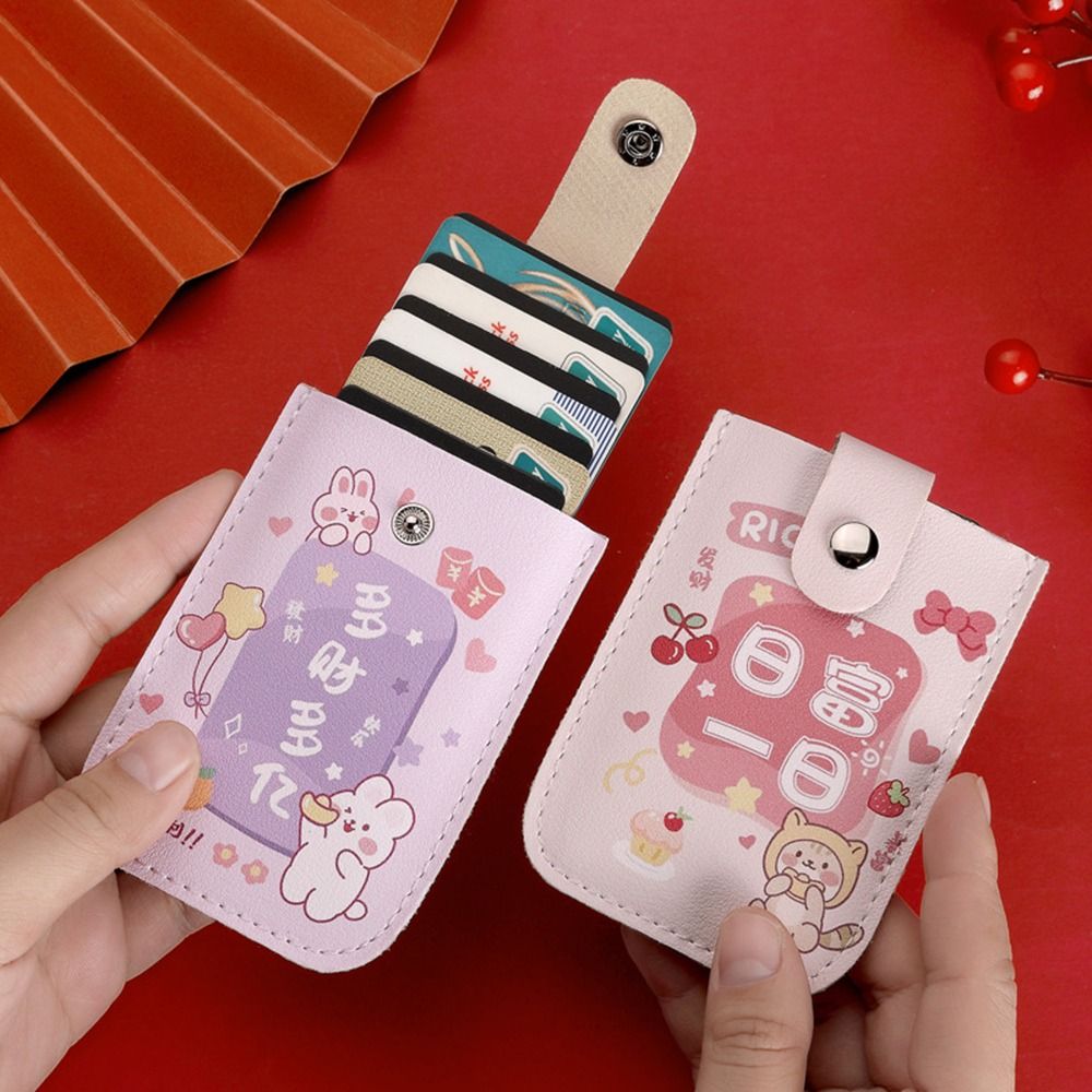 5 กระเป๋าใส่การ์ดกระเป๋าลามิเนตปกปิด Pull-OUT ธุรกิจแฟชั่น PU หนัง ID ผู้ถือบัตรผู้หญิงมินิกระเป๋าสตางค์