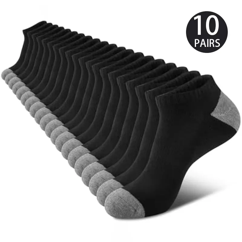 10 pares de calcetines cómodos y transpirables que absorben el sudor a prueba de olores calcetines de Color sólido de corte bajo adecuados para actividades al aire libre