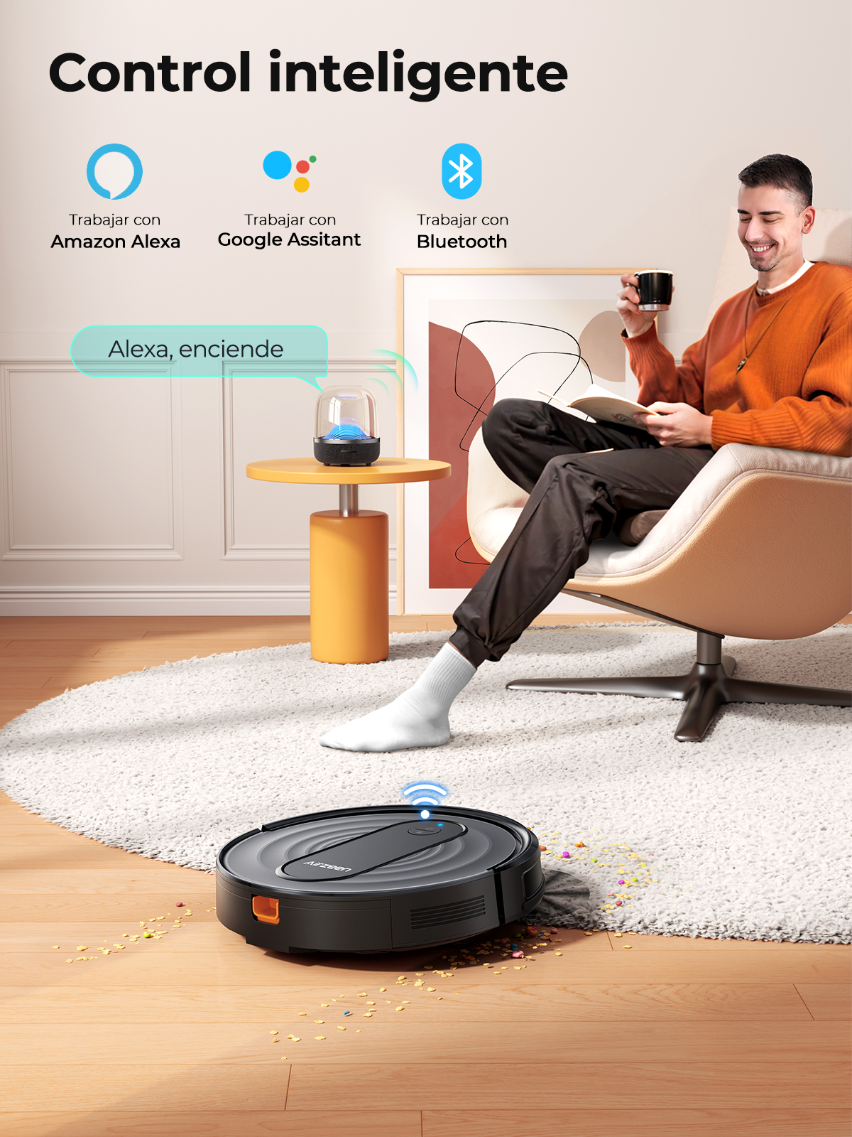 Honiture Airzeen Robot Aspirador, Robot Aspirador y Fregasuelos 3000pa, Aspira, Barre y Mopa 3 en 1,Compatible con Alexa,App, Limpieza Programada, Recarga automática,Ideal para Pelo de Mande Mascotas, Alfombras y Suelo