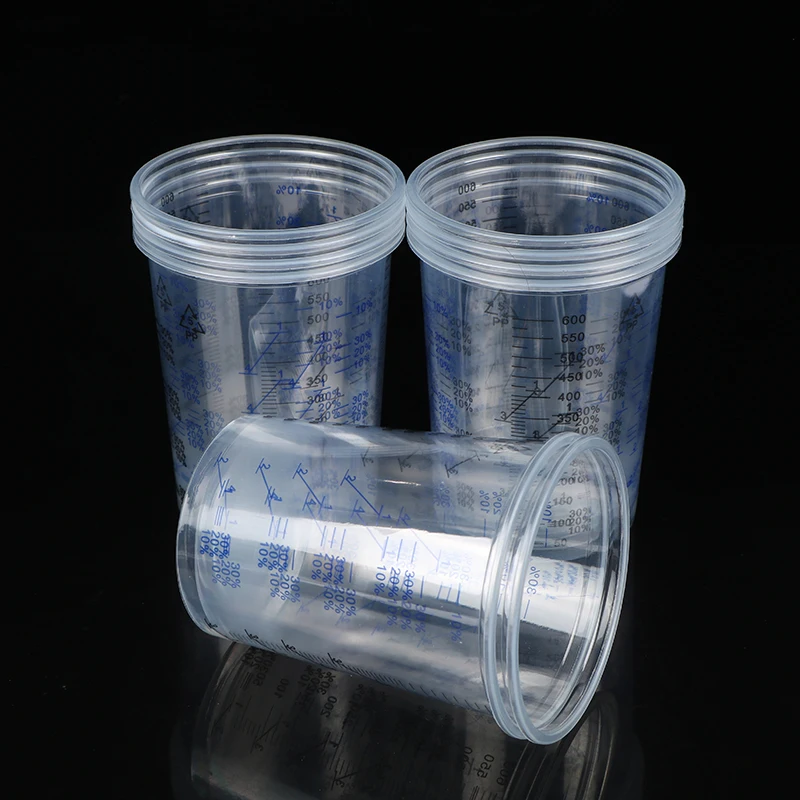 Copo de mistura de tinta plástica, Copo de calibração para mistura precisa de tinta e líquido, alta qualidade, 600ml, 10pcs